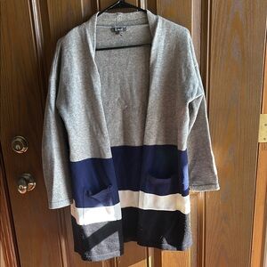 Colorblock Open Front Cardigan